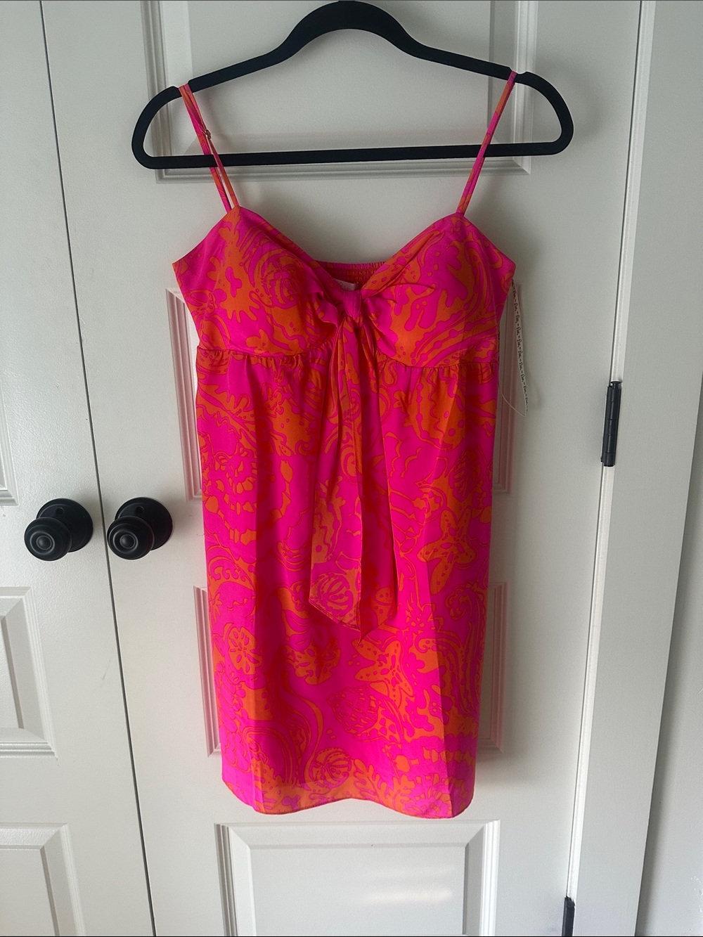 Lilly Pulitzer Pink and Orange Tie-Front Spaghetti Strap Slip